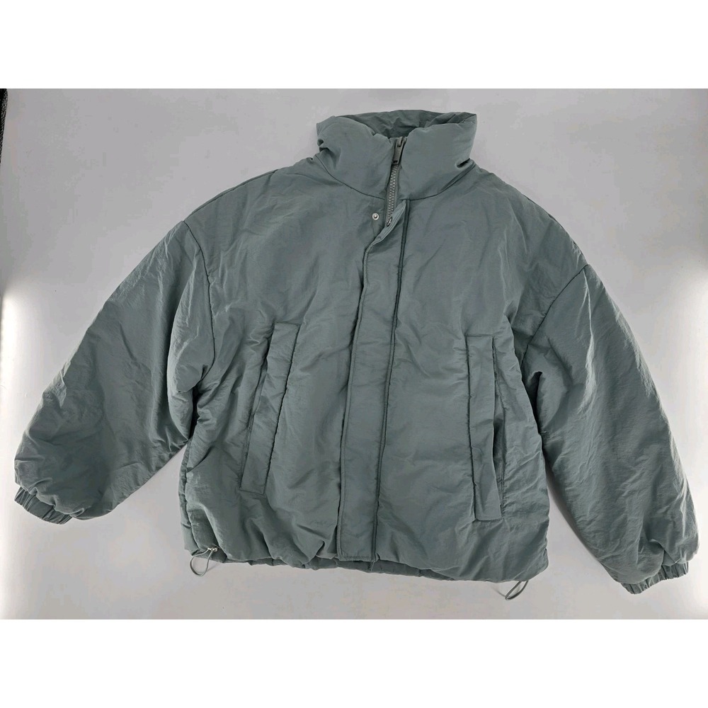 Boohoo Man‎ Windbreaker Puffer Zip Up Mens Small Turquoise Blue